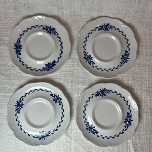 Vintage J.‎ & G. Meakin Ironstone China Tea Saucer Set 4 Dresden Blue 5.5" Plate